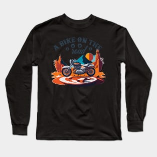 motorcycle on the road design Long Sleeve T-Shirt